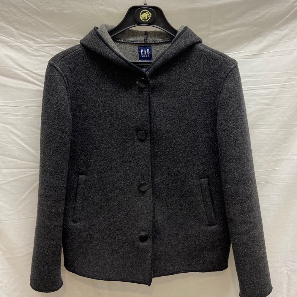 Grey wool hooded coat